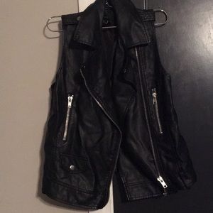 Black leather vest